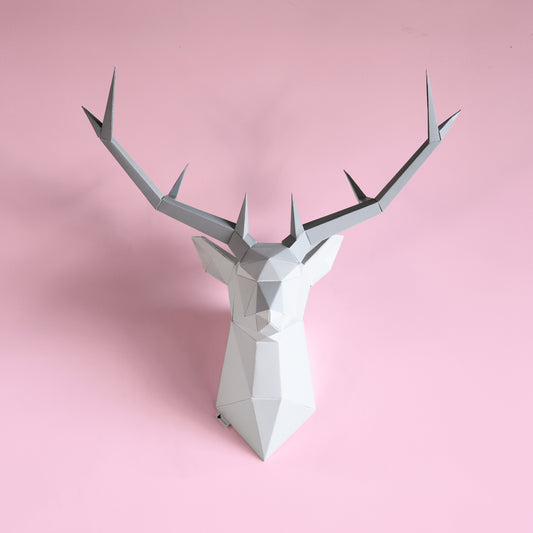 Deer poly head wall trophy animal horns interior decor home decor design polygon geometry design