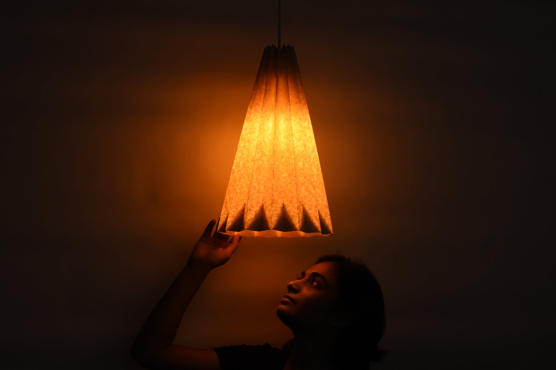 Large Long Conical Paper Origami Lampshade