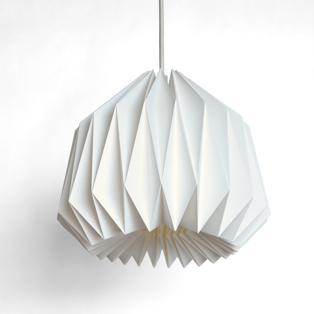 Handmade paper origami lamp white