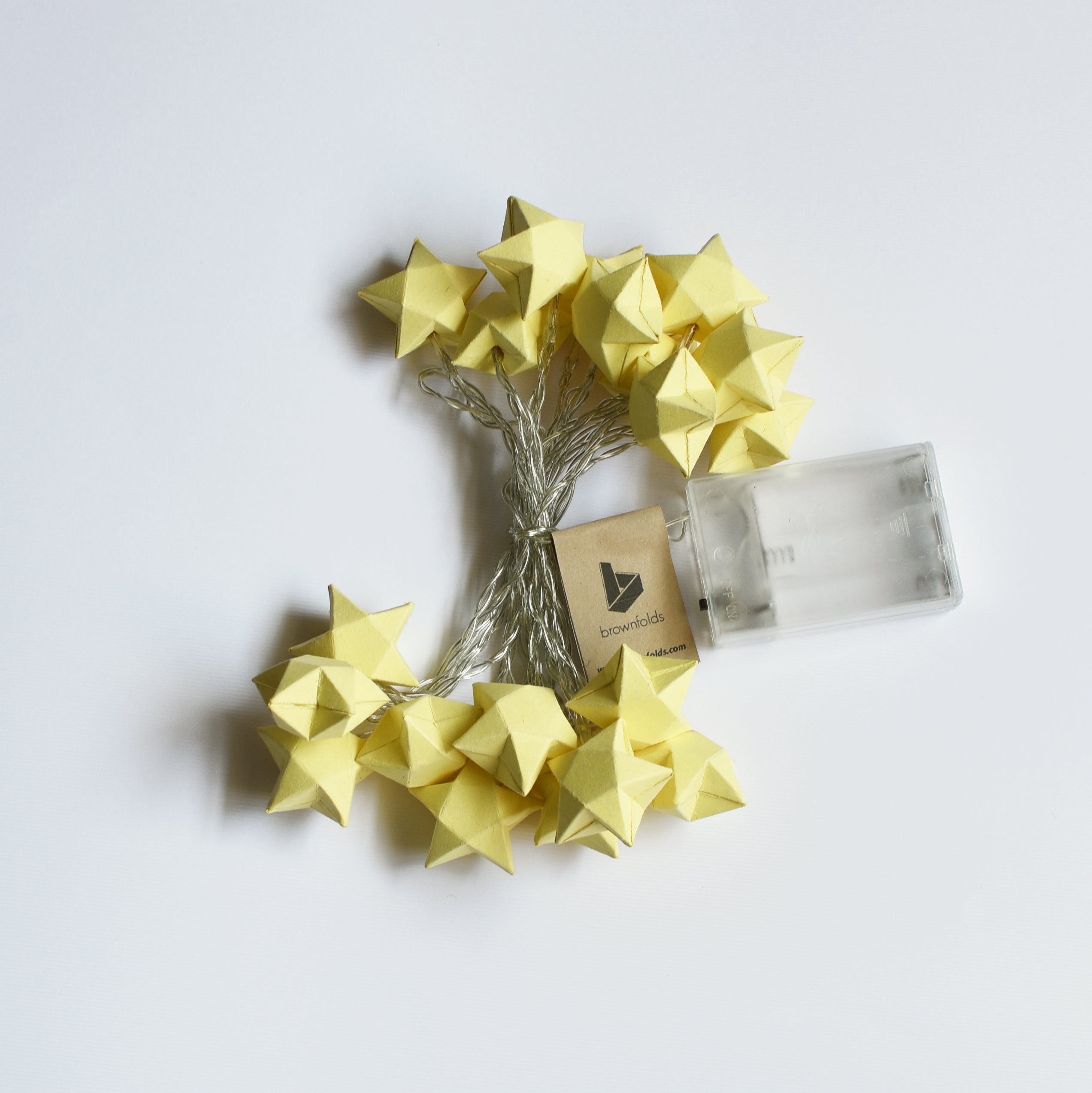 Yellow Paper PopStars Battery Operated Origami Fairy Lights LED String ...